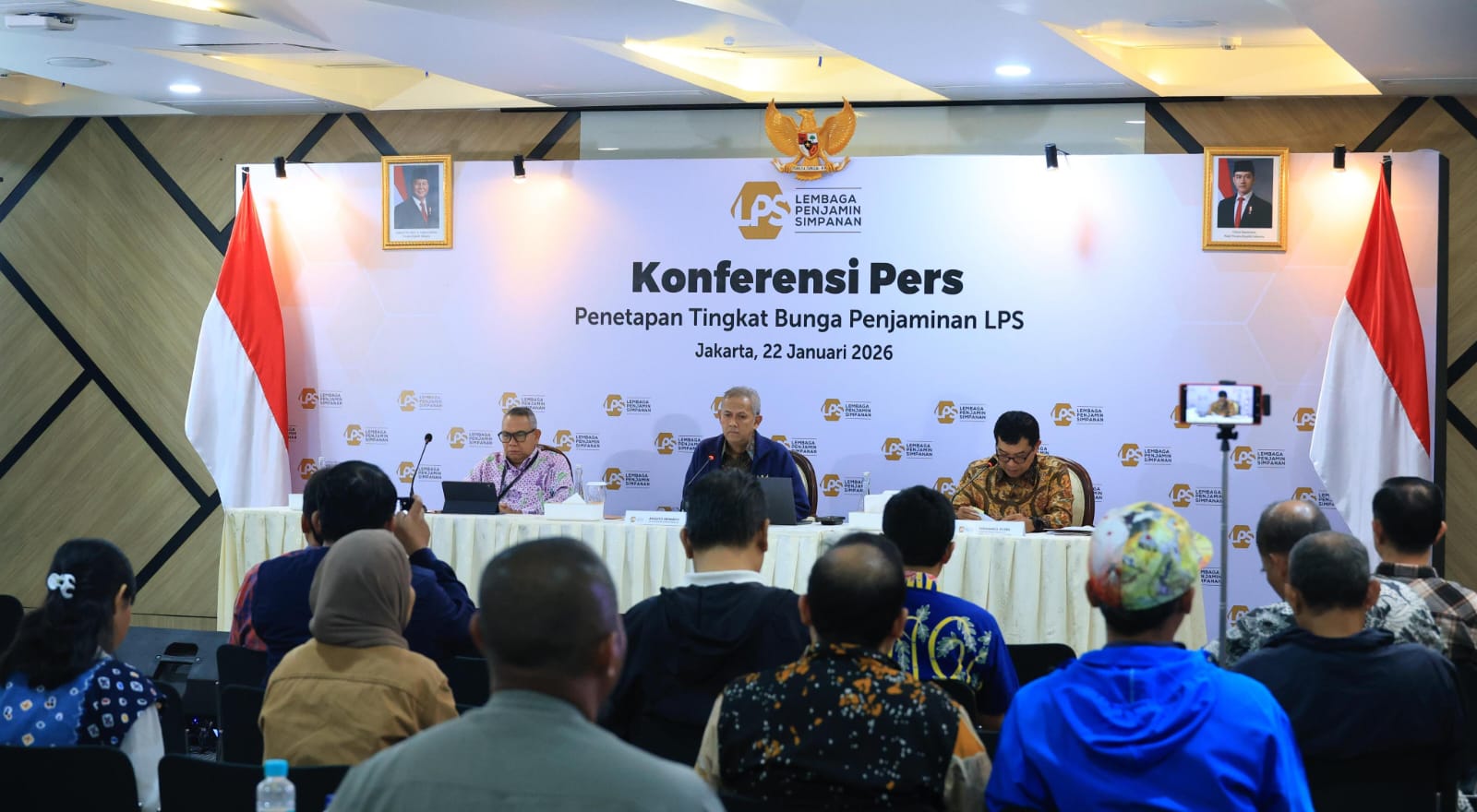 Suasana Konferensi Pers Penetapan Tingkat Bunga Penjaminan LPS, Kamis (22/1/2026) di Jakarta/ Dokumen LPS